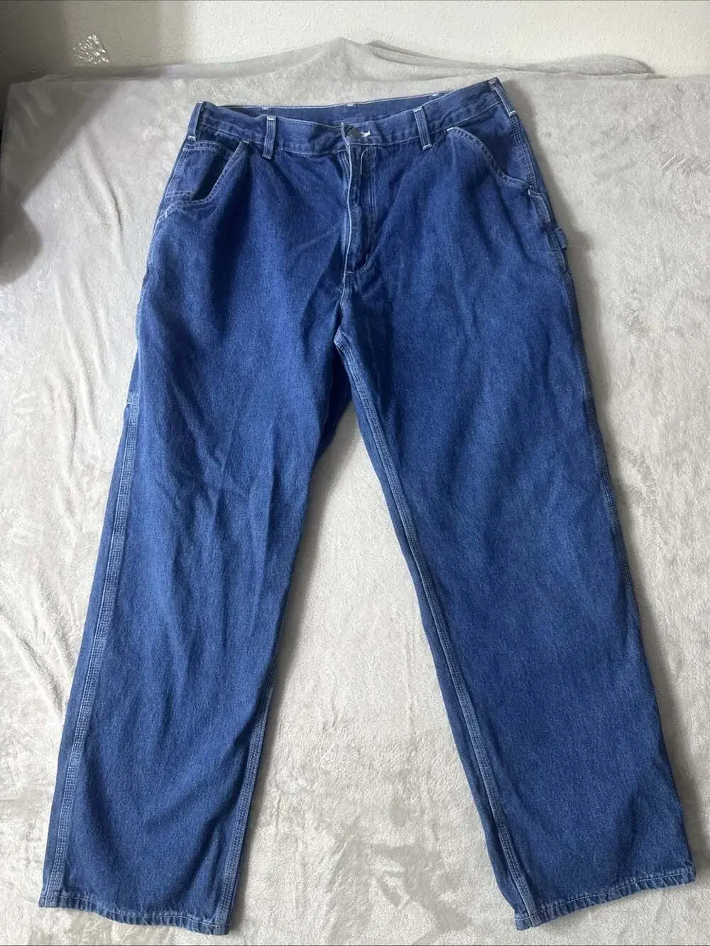 Carhartt Men’s 36x32 Dungaree Fit Carpenter Jeans Blue Denim Work Utility Pants